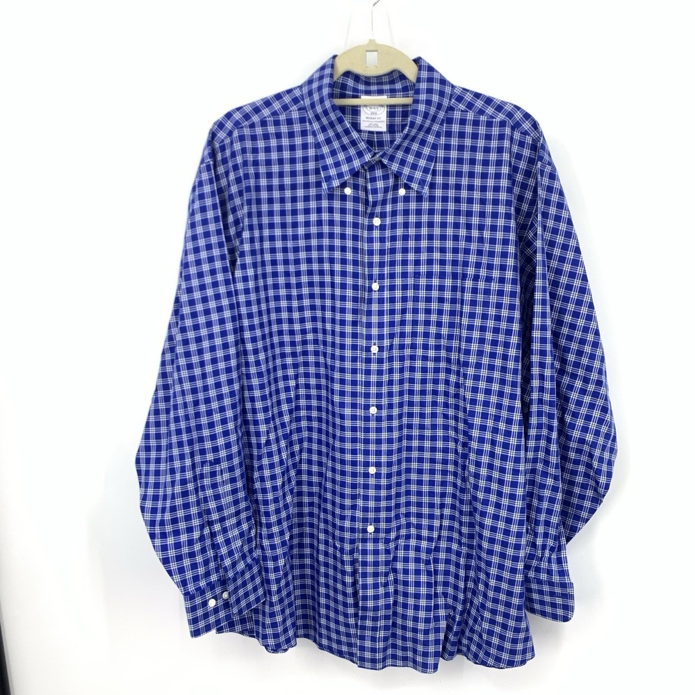 Brooks Brothers Men Size 18 4/5‎ XL Shirt Button Down Top Regent Non Iron Blue